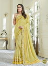 Yellow Latest Designer Fancy Wedding Wear Designer Thread And Cord Embroidery Work Heavy Saree Collection 10112